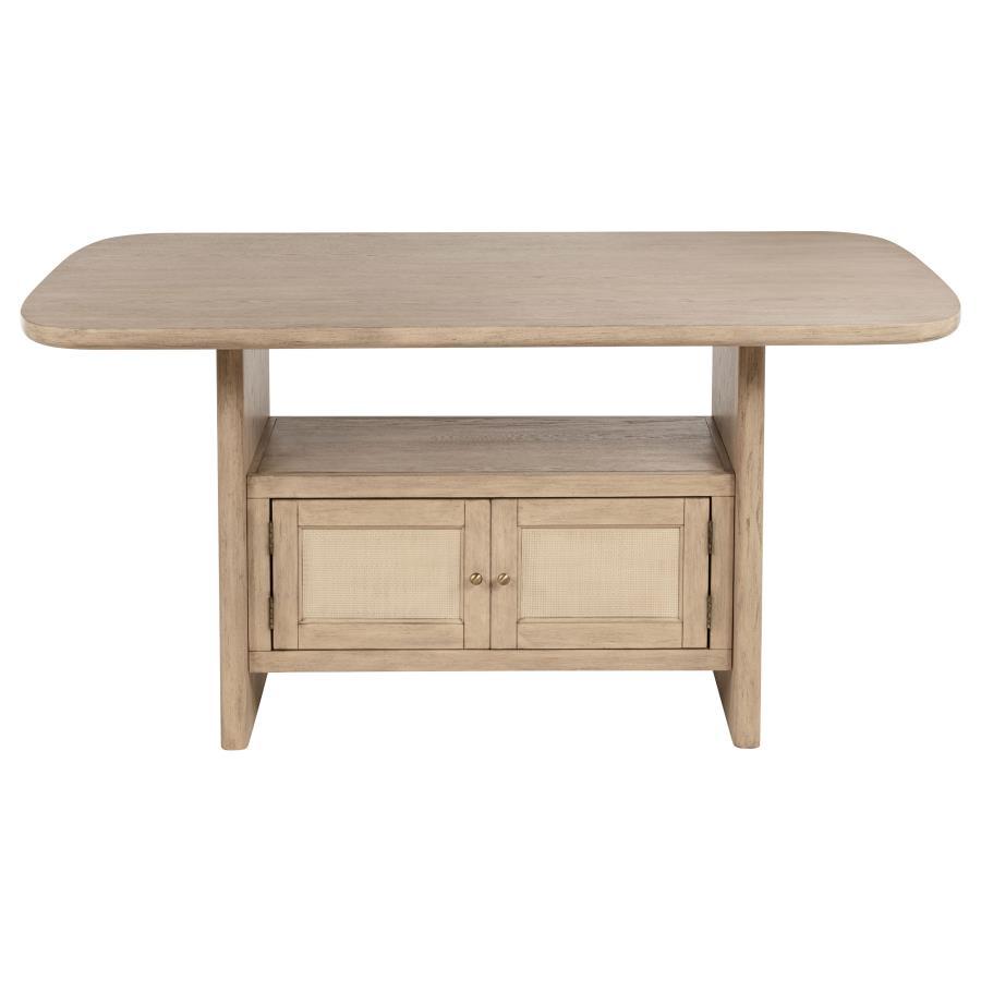 Kailani - Table de salle à manger en rotin avec rangement - Chêne beige
