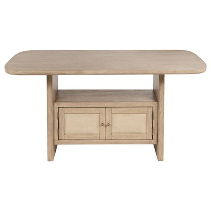 Kailani - Table de salle à manger en rotin avec rangement - Chêne beige