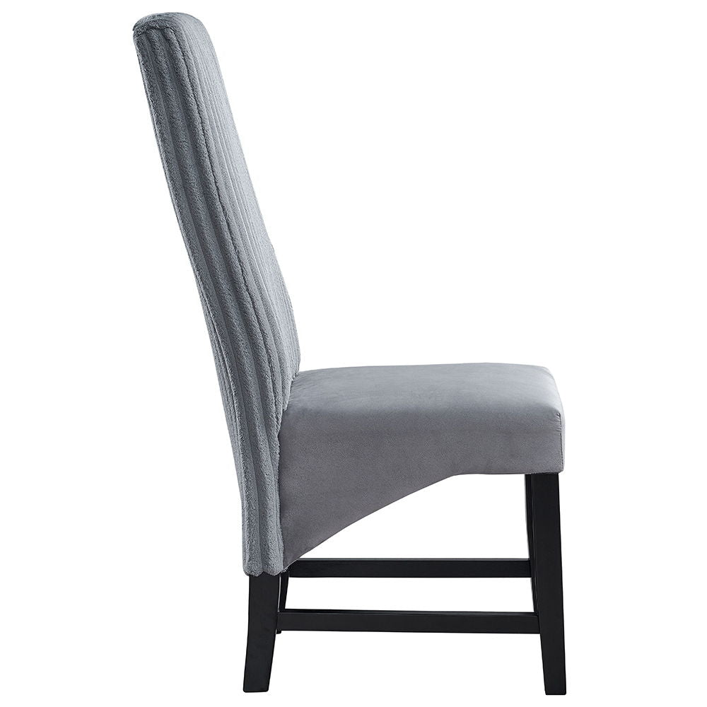 Kini - Chaise d'appoint (lot de 2) - Velours côtelé gris et noir