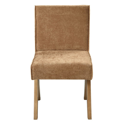 Chaise d'appoint Zoey (lot de 2) - Chenille chocolat et chêne