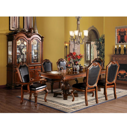 Chateau De Ville - Fauteuil (lot de 2) - Cuir synthétique noir et finition cerisier