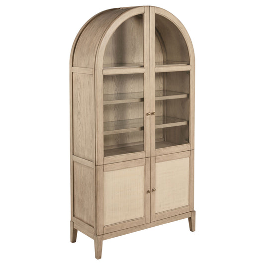 Kailani - Vitrine de salle à manger 4 portes en rotin - Chêne beige