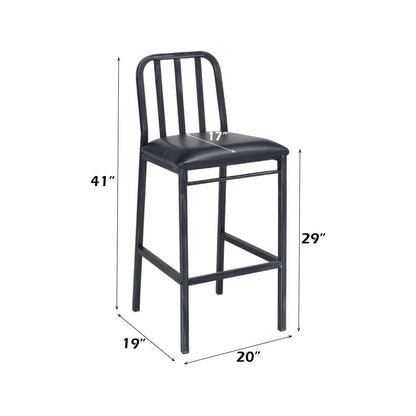 Jodie - Chaise de bar (lot de 2) - Cuir synthétique noir et noir antique