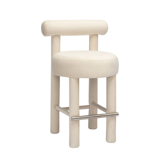 Carmel - Tabouret de bar en velours - Crème