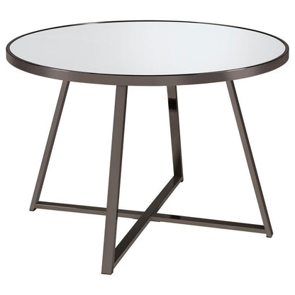 Jillian - Ensemble de salle à manger rond 5 pièces avec plateau miroir - Nickel noir