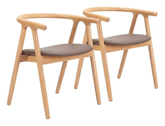 Peker - Chaise de salle à manger (lot de 2) - Marron / Naturel