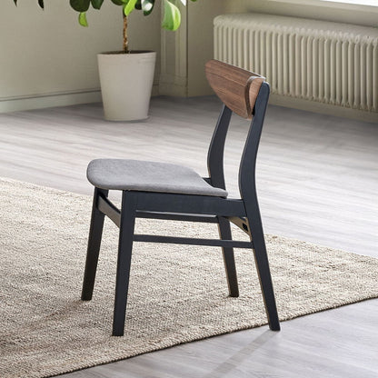 Rebi - Chaise d'appoint (lot de 2) - Lin gris, noyer et noir
