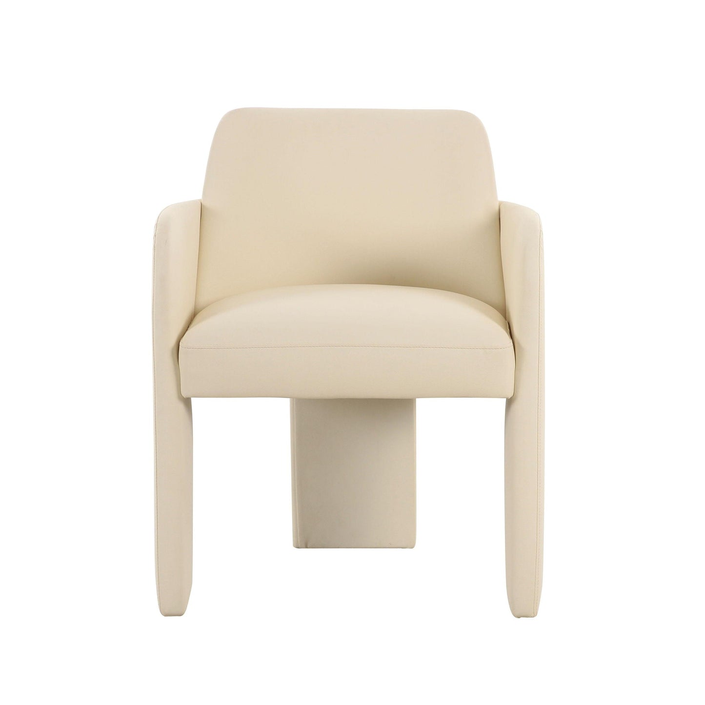 Leo - Chaise de salle à manger en cuir vegan - Crème