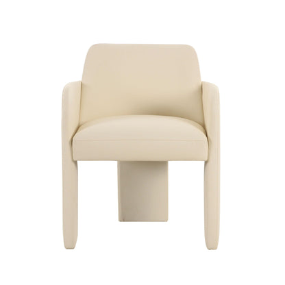 Leo - Chaise de salle à manger en cuir vegan - Crème