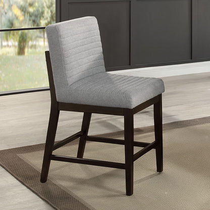 Edwyn - Chaises de comptoir (lot de 2) - Lin gris et expresso
