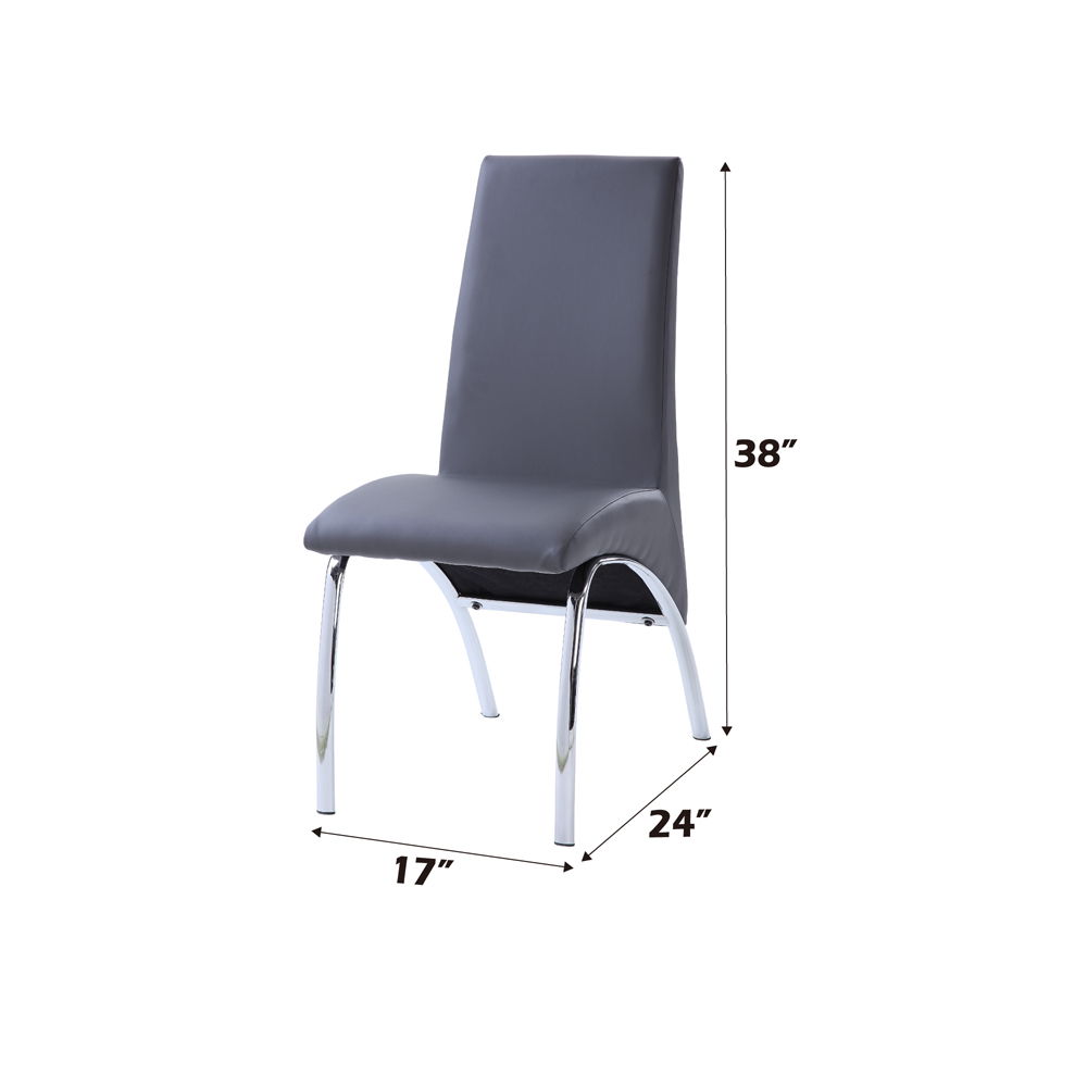Noland - Chaise d'appoint (lot de 2) - Cuir synthétique gris et chrome