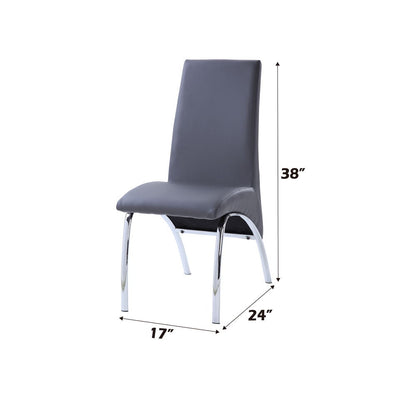 Noland - Chaise d'appoint (lot de 2) - Cuir synthétique gris et chrome