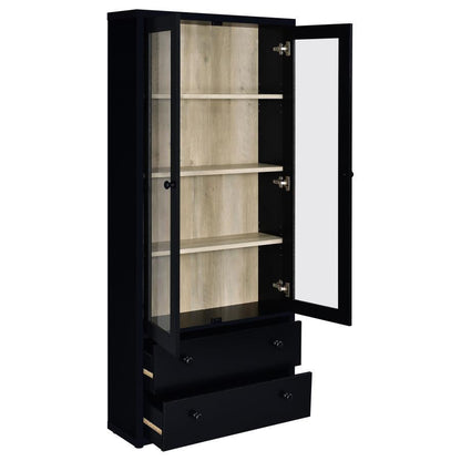 Hawthorne - Armoire haute à 4 étagères et portes vitrées avec tiroirs