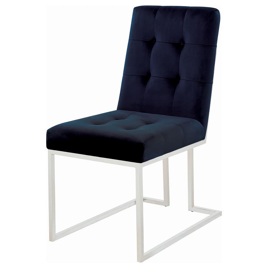 Cisco - Chaise de salle à manger rembourrée en velours (lot de 2)