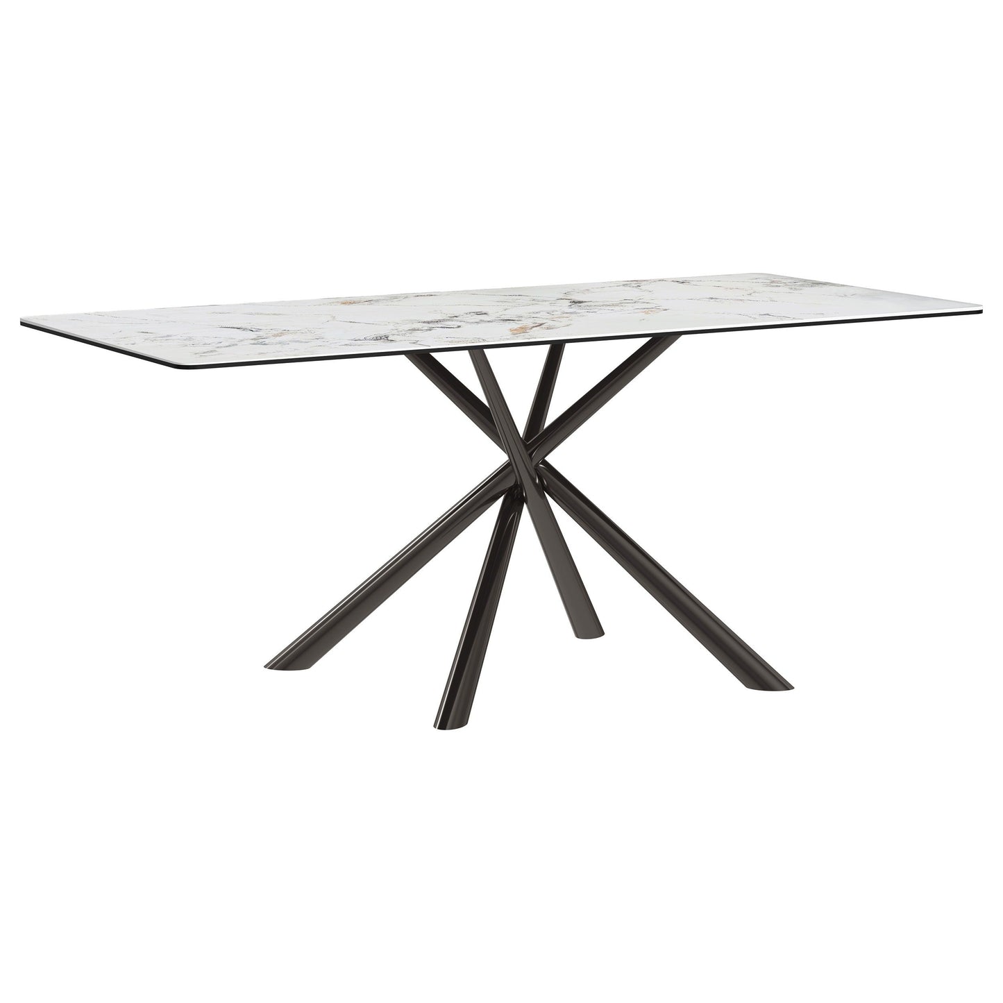 Carvell - Table à manger rectangulaire en pierre frittée - Mirage White