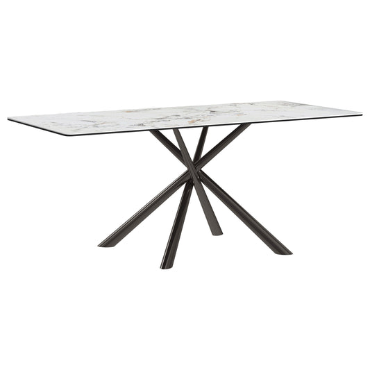 Carvell - Table à manger rectangulaire en pierre frittée - Mirage White