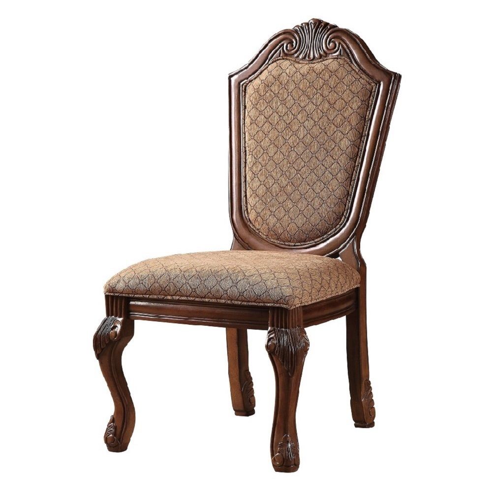 Chateau De Ville - Chaise d'appoint (lot de 2) - Tissu et finition cerisier