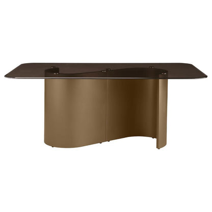 Edson - Ensemble de table à manger rectangulaire 5 pièces avec plateau en verre - Bronze