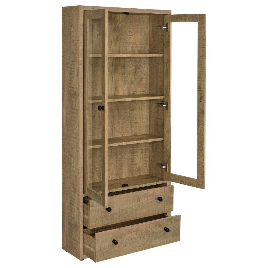 Hawthorne - Armoire haute à 4 étagères et portes vitrées avec tiroirs