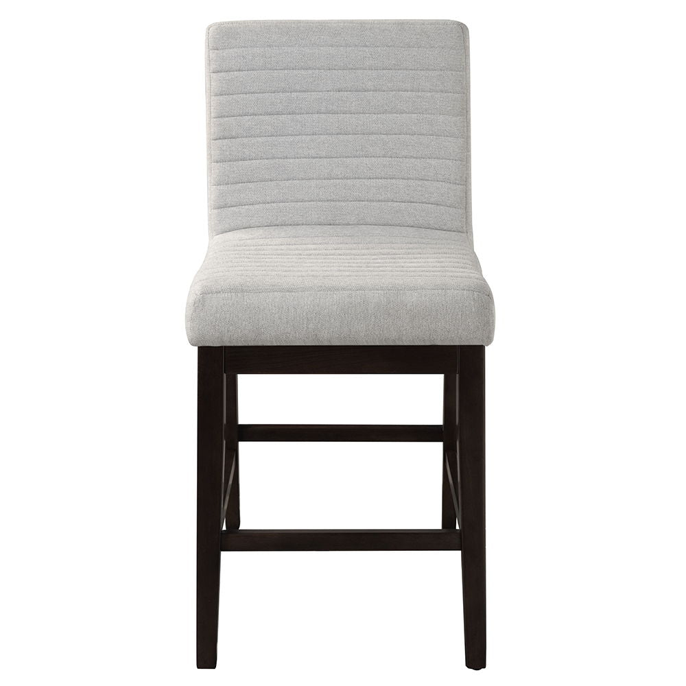 Edwyn - Chaises de comptoir (lot de 2) - Lin gris et expresso
