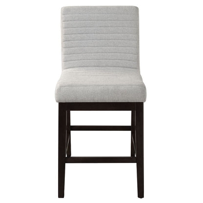 Edwyn - Chaises de comptoir (lot de 2) - Lin gris et expresso