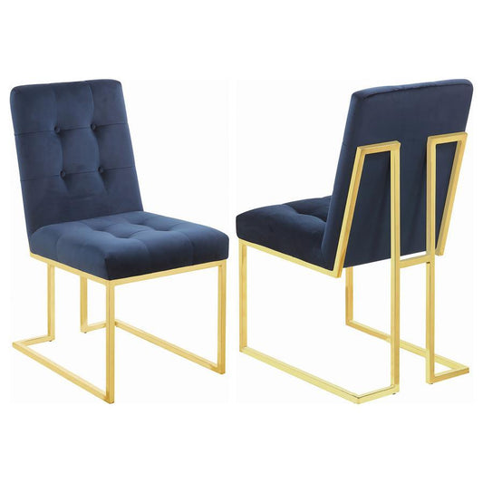 Cisco - Chaise de salle à manger rembourrée en velours (lot de 2)
