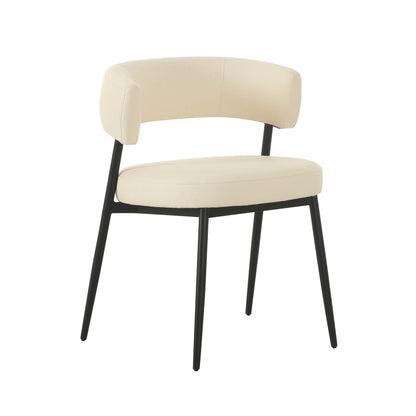 Maxine - Chaise de salle à manger en cuir vegan - Crème