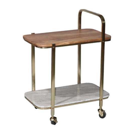 Chariot de bar à 31 étagères en marbre - Doré