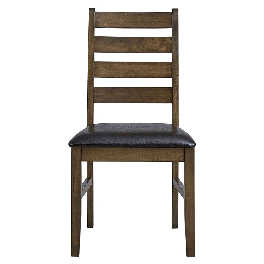 Damica - Chaise d'appoint (lot de 2) - Cuir synthétique marron et noyer