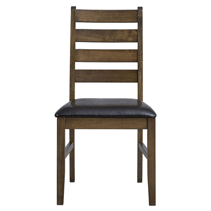 Damica - Chaise d'appoint (lot de 2) - Cuir synthétique marron et noyer