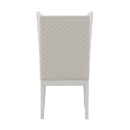 Katia - Chaise d'hôtesse (lot de 2) - Lin gris clair et blanc patiné