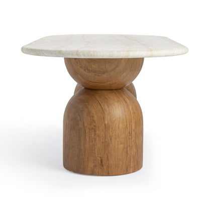 Cynthia - Table à manger longue d'intérieur/extérieur 87 - Marron/Travertin