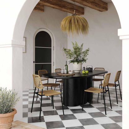 Elika - Table à manger ovale en faux plâtre