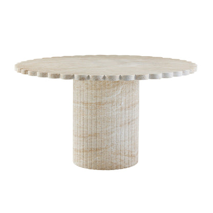 Blossom - Table à manger ronde d'intérieur/extérieur - Travertin lavé