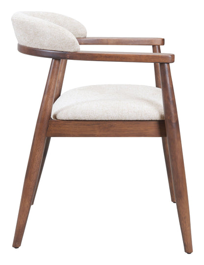 Goka - Chaise de Salle à Manger - Beige &amp; Noyer