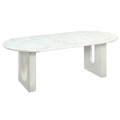 Zayn - Table à manger - Plateau en marbre naturel blanc et blanc