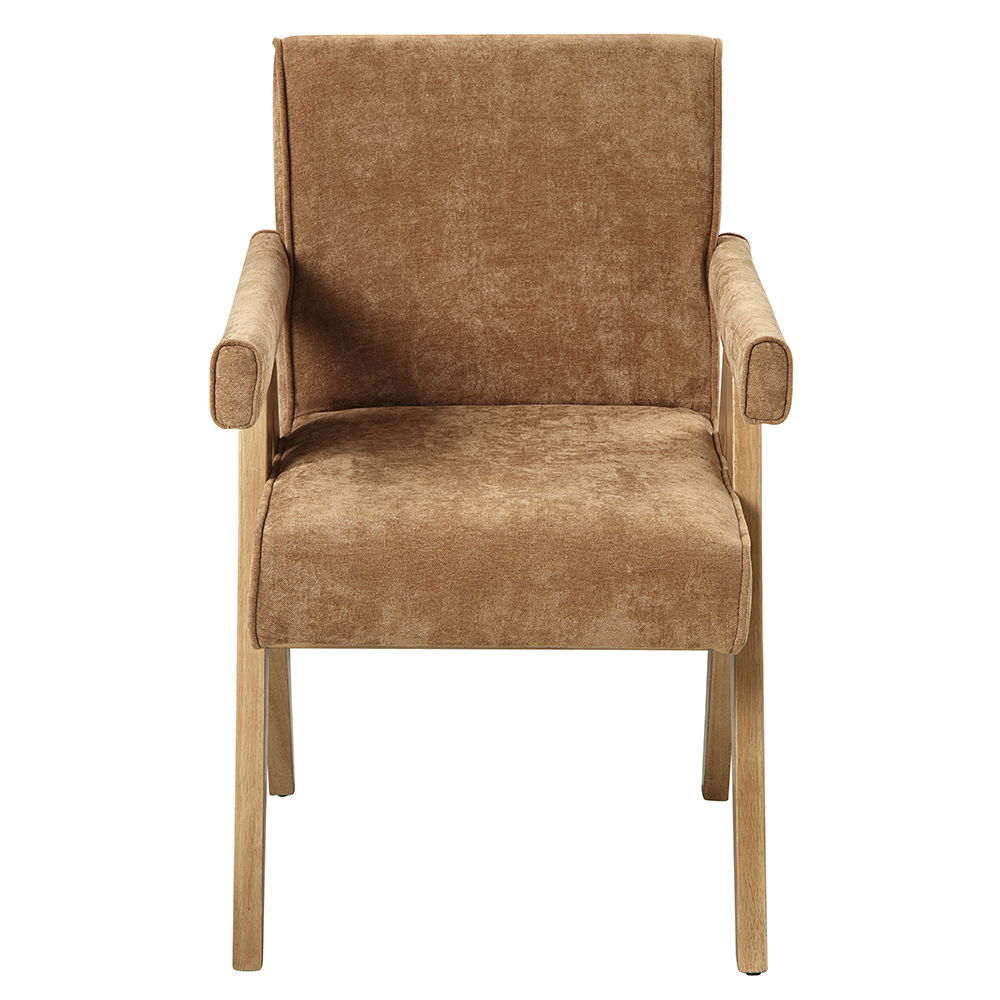 Zoey - Fauteuil (lot de 2) - Chenille chocolat et chêne