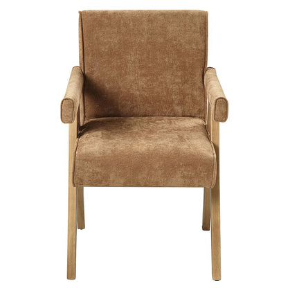Zoey - Fauteuil (lot de 2) - Chenille chocolat et chêne