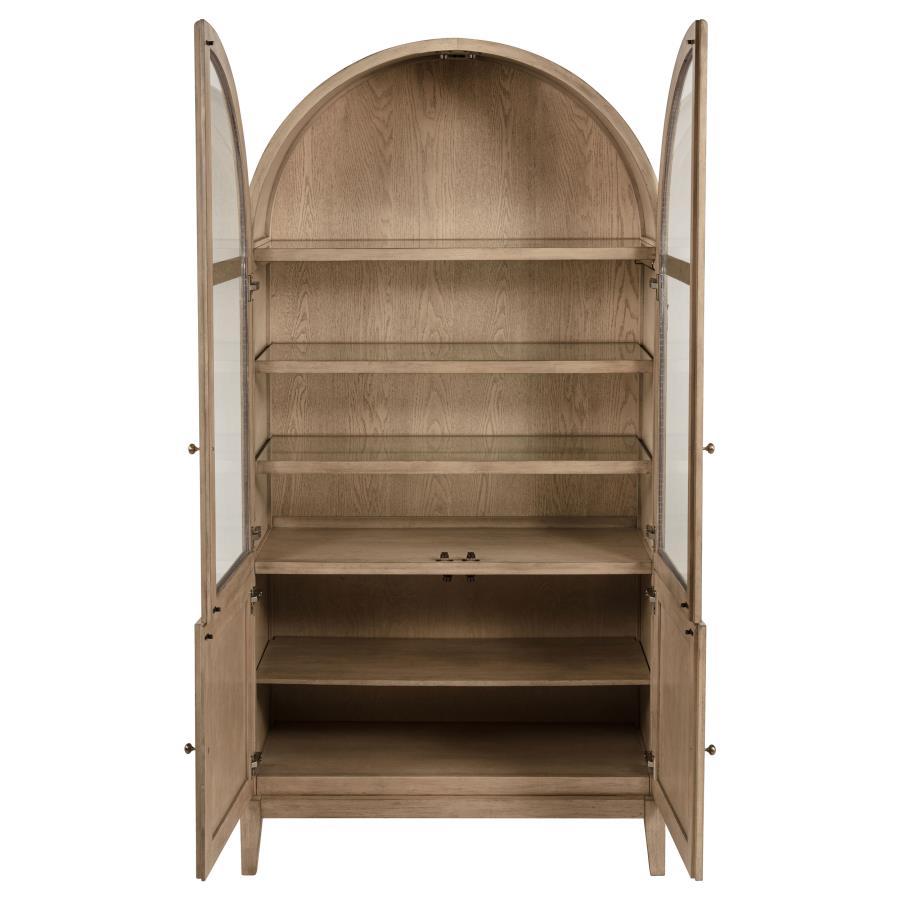 Kailani - Vitrine de salle à manger 4 portes en rotin - Chêne beige