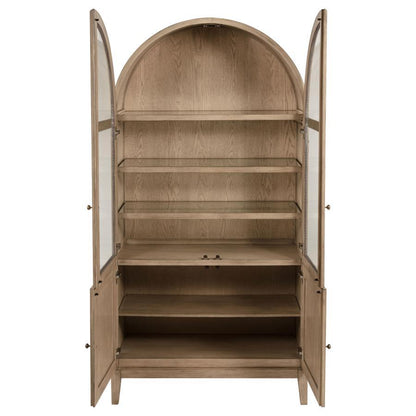 Kailani - Vitrine de salle à manger 4 portes en rotin - Chêne beige