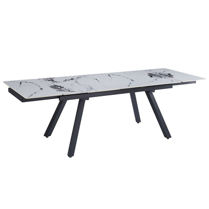 Damita - Table à manger avec plateau en céramique - Blanc et noir