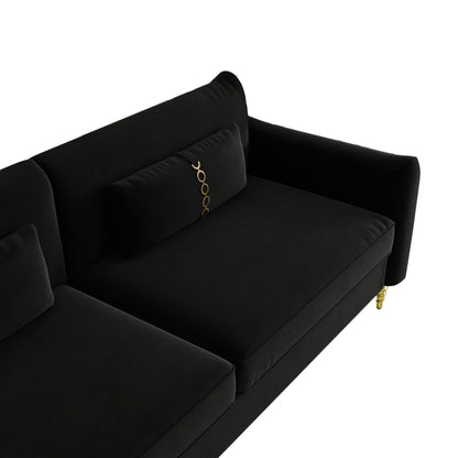 Velvet Loveseat Sofa with Gold Legs