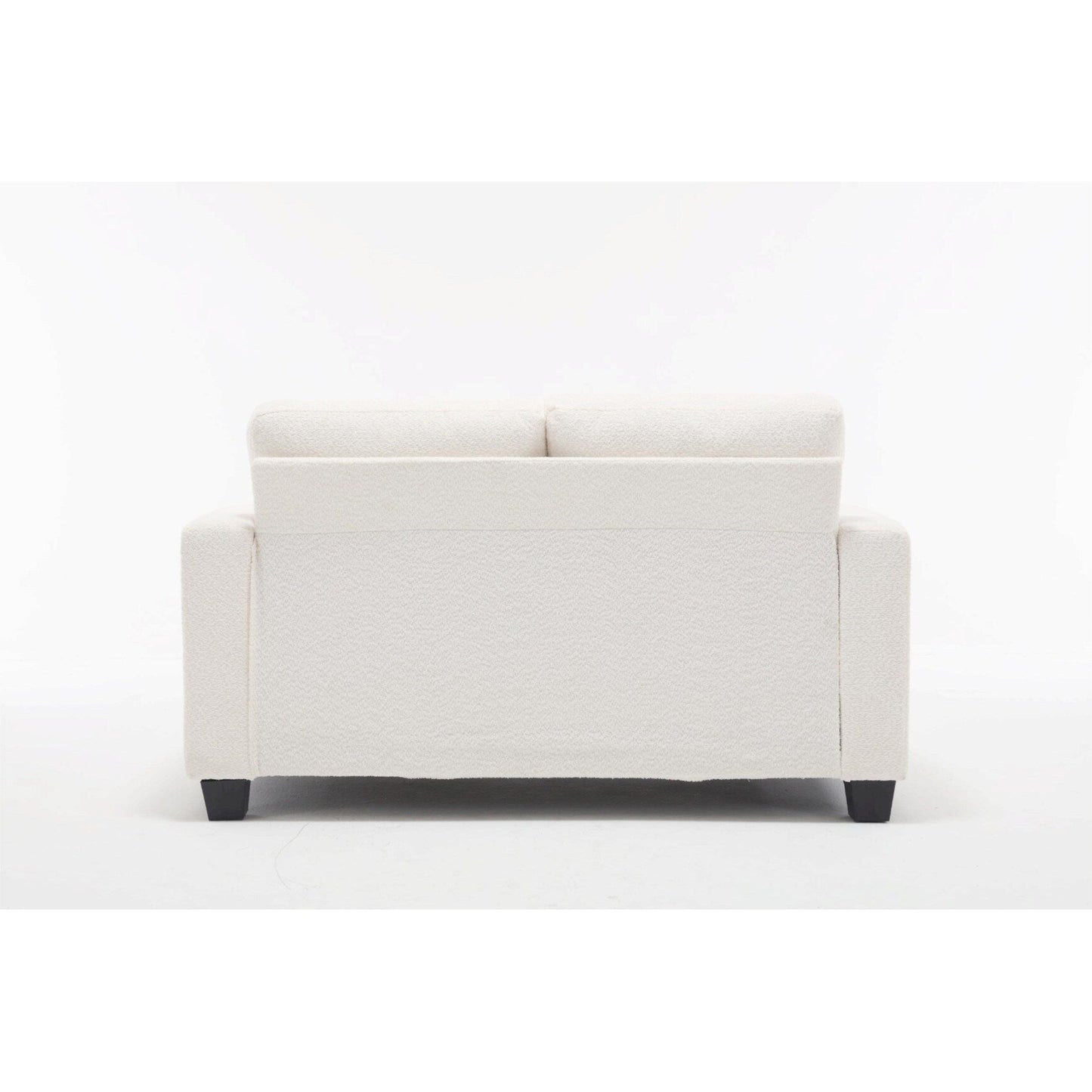White 63'' Fabric 2-Seater Sofa with Deep Seating and 3 Pillows