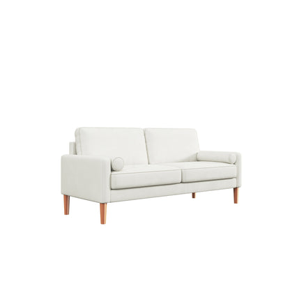 White 67.7'' Upholstered 3-Seater Sofa with Solid Wood Frame, High-Density Foam Cushions, and Tool-Free Assembly