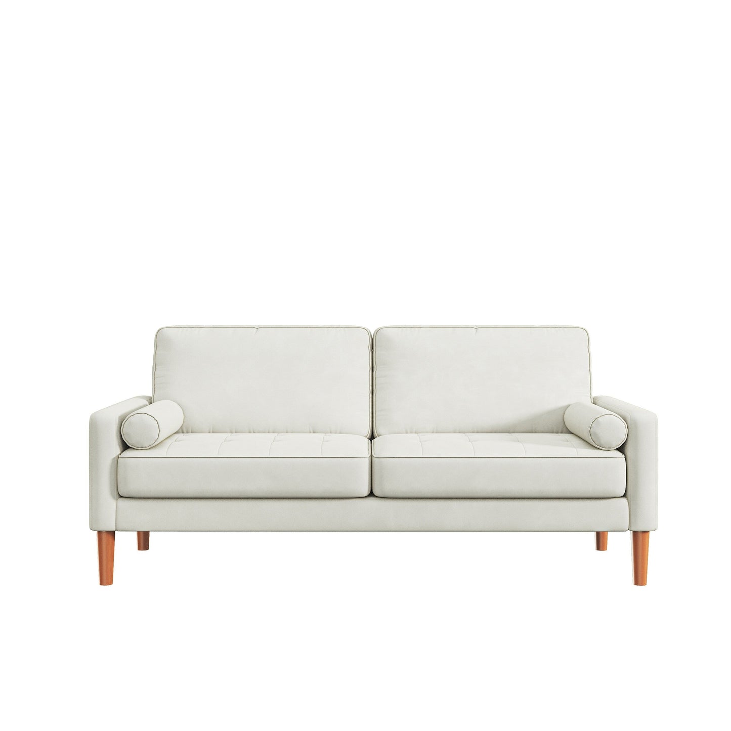 White 67.7'' Upholstered 3-Seater Sofa with Solid Wood Frame, High-Density Foam Cushions, and Tool-Free Assembly