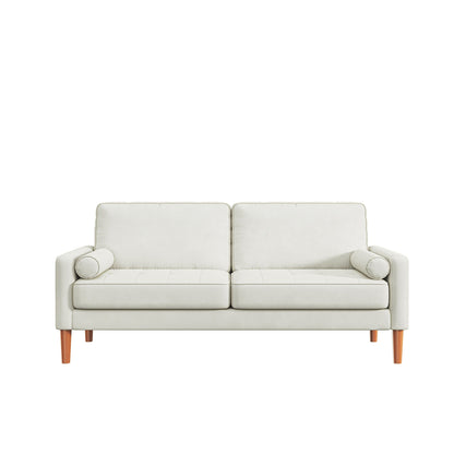 White 67.7'' Upholstered 3-Seater Sofa with Solid Wood Frame, High-Density Foam Cushions, and Tool-Free Assembly