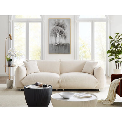 White 87'' Oversized Loveseat Sofa Couch with Metal Legs, Solid Wood Frame, 2 Pillows, Plush and Durable