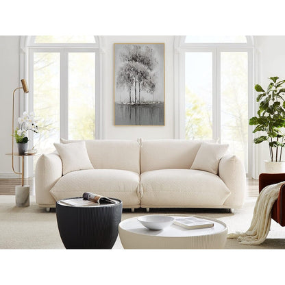 White 87'' Oversized Loveseat with Metal Legs, Solid Wood Frame, and 2 Pillows