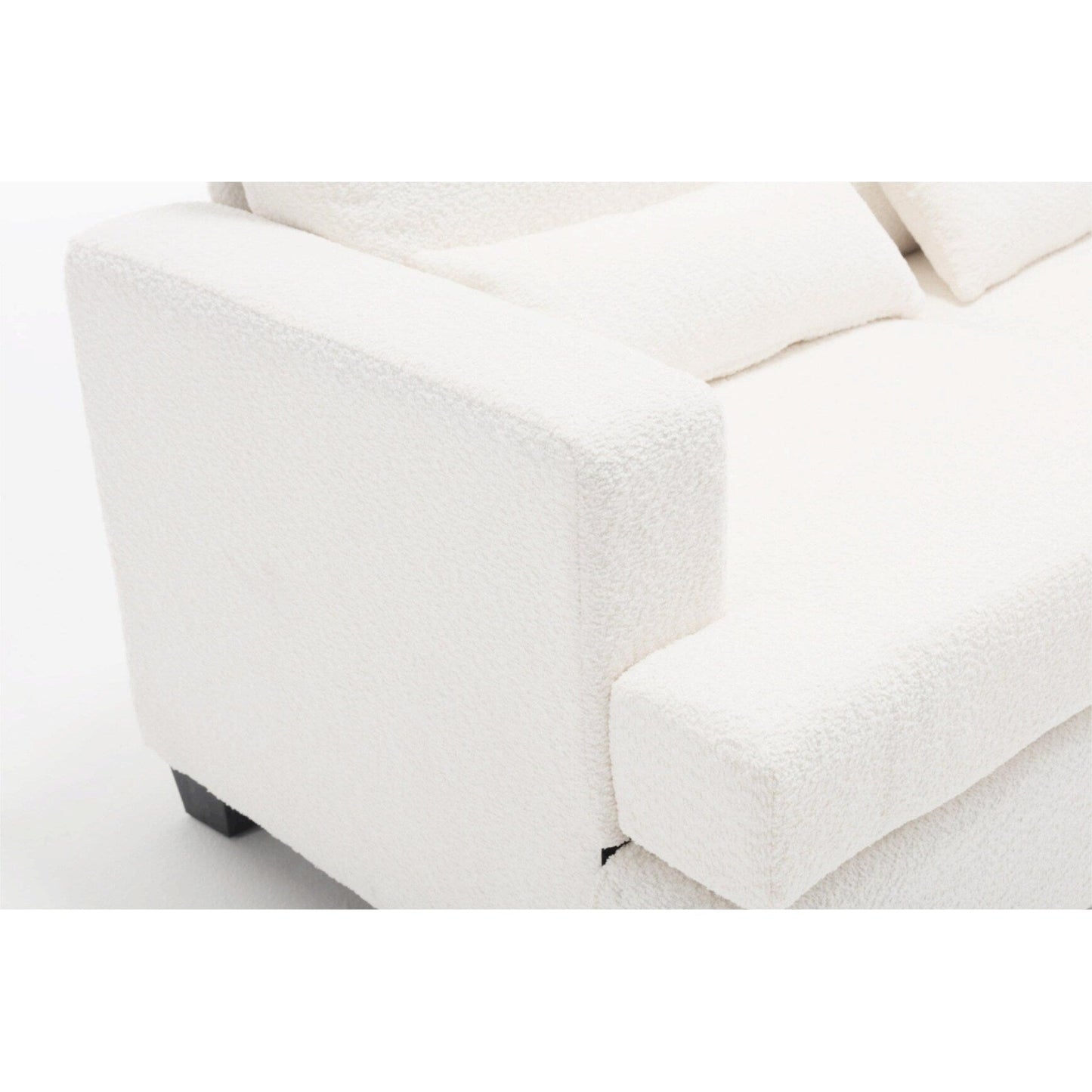 White 88.4 Modern Fabric 3-Seater Sofa with 3 Pillows, Removable Back Cushions, Hardwood and Steel Frame