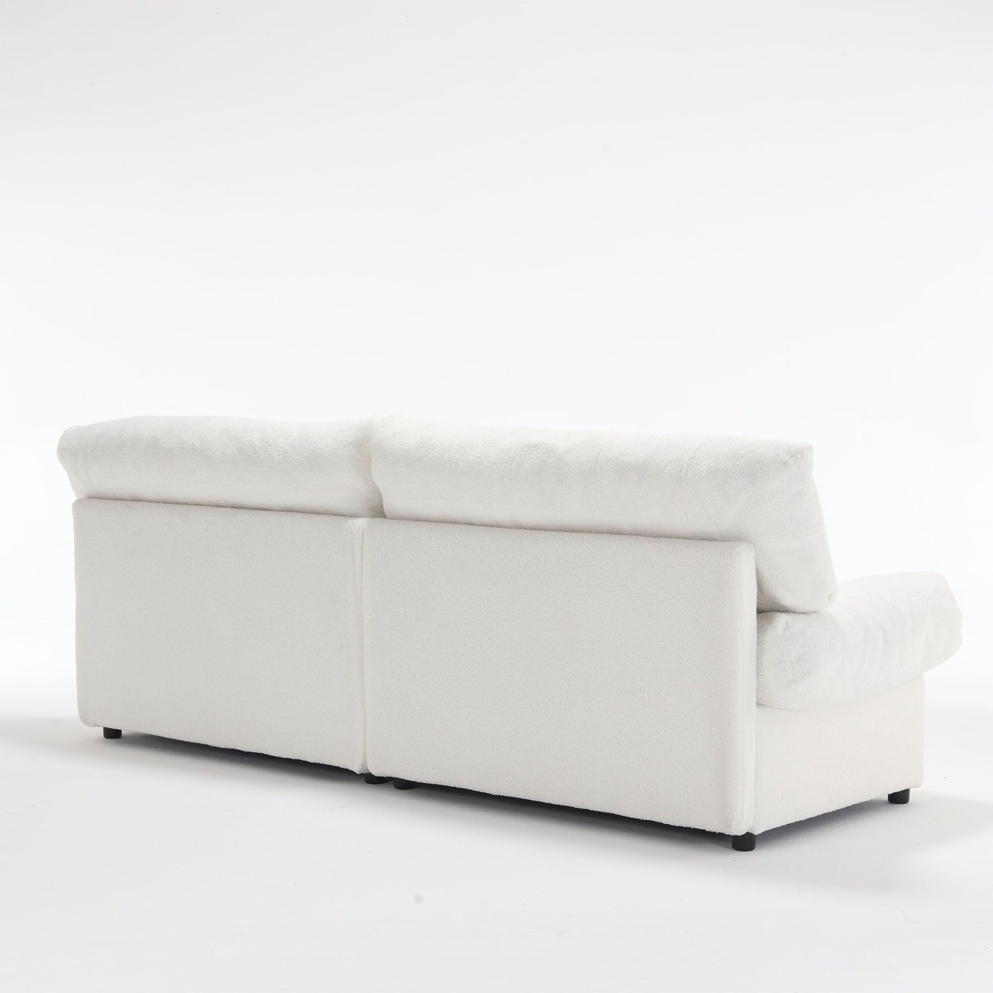 White 96.46'' Button-Tufted Fabric 2-Seater Sofa, Sturdy and Comfy Frame for Living Room